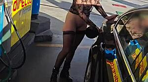 Exhibitionist Flashes Breasts At Busy Petrol Station