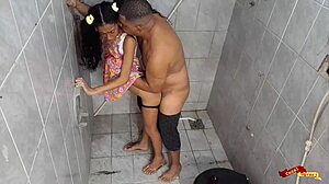 Innocent stepdaughter and stepfather play turns into raw anal action with cum in mouth.