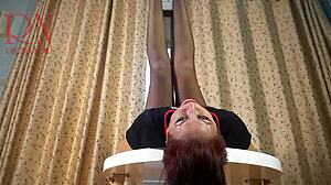 Whore In Stockings And Shoes Teases With Striptease At Backstage Dorm