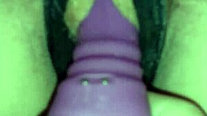 59yo slutwife bent over for dildo closeup.