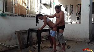 Fucking In The Backyard With The Babysitter - Rough Anal Teen Action!