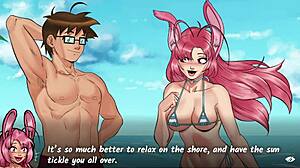 Provocative hentai quest with American brunette MILF in anal POV