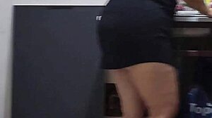 Recording My Stepmom Cleaning in Sexy Lingerie