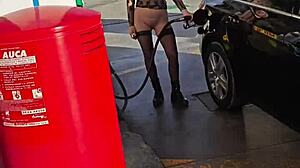 Exhibitionist Flashes Breasts At Busy Petrol Station