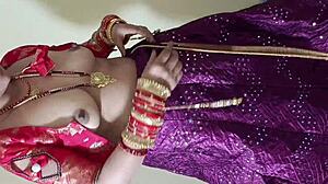 Stepbrother Pulls Nipples From Brother-In-Law's Sister-In-Law In Lehenga Blouse On Bed. Close-Up Licking And Dirty Talk Ensue.