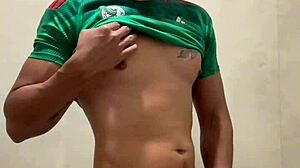 Mexican Footballer Boldly Masturbates in Gym Bathroom