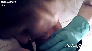 Blonde Milf Feels Intense Sucking With Plastic Gloves