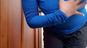 Real nurse shows her special hospital practice to the patient