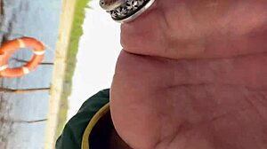 outdoor blowjob with blonde in fishnets