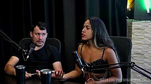 Bia Hot sizzles in preliminares podcast with Casal Kaliente, part 1 on Sheer Red.
