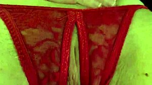 Is That Shaved Pussy Wet in Red Thongs?