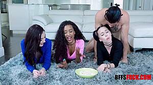 Watch Teen BFFs Get Rough Gangbanged on Movie Night?