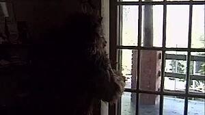 Unknown in wolf costume enters villa and takes maid