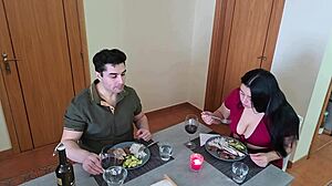 chubby white dude seduces latina mom for doggy fuck