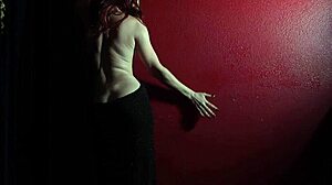 sultry redhead milf odette fox strips her evening dress slowly