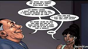 Cheating Husband Fucks Sexy Ebony Maid in Kitchen.