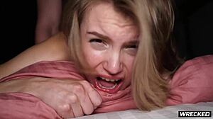 teen slut submissive quickie fucking in missionary cowgirl positions cum in mouth rough