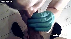 Blonde Milf Feels Intense Sucking With Plastic Gloves