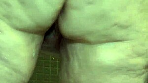 hey, check this big juicy fat ass white bbw milf in the shower, showing huge pussy lips and natural tits for the camera