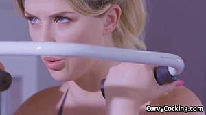 Sweaty busty blonde craves gym cock