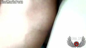 Strong threesome with Latina brunette cum on tits and squirting