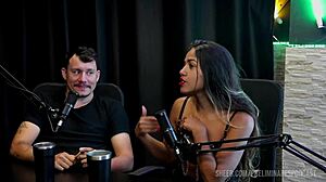 Bia Hot sizzles in preliminares podcast with Casal Kaliente, part 1 on Sheer Red.