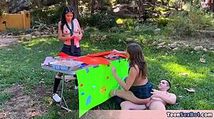 Cute teen in uniform gets free pussy stand at university