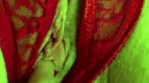 Is That Shaved Pussy Wet in Red Thongs?