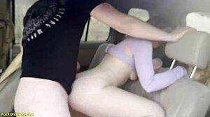 Bold Teen Bent Over for Rough Anal Car Fucking and Creampie