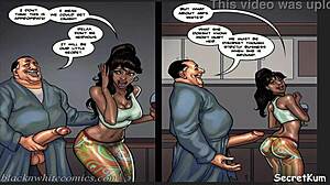 Cheating Husband Fucks Sexy Ebony Maid in Kitchen.