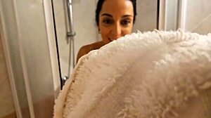 Huge Cock Waits For Shaved Pussy After Shower