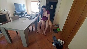 chubby white dude seduces latina mom for doggy fuck