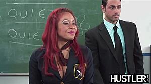 mia lelani fingering her ass while riding big cock in cowgirl position with redhead charm