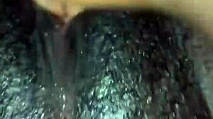 Small Tit Ebony Teases with Solo Pussy Masturbation and Big Lips