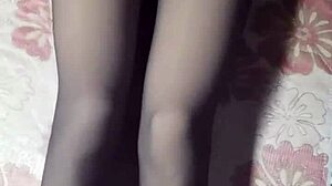 Asian Ladyboy Jerks Off In Pantyhose