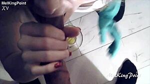 Blonde Milf Feels Intense Sucking With Plastic Gloves