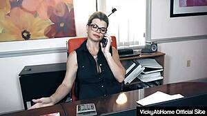 Milf Vicky Vette Rubs Clit In Office