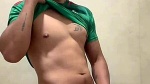 Mexican Footballer Boldly Masturbates in Gym Bathroom