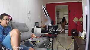 Wife Flashes in Transparent Bikini for Husband's Cuckold Technician