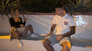 Blonde Walks Seaside Without Panties, Stranger Notices Her Big Tits