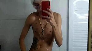 Brazilian Tattoo Fan Jacks Off Before Christmas Dinner in Bold Action