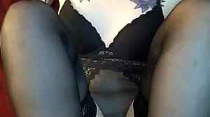 doing a footjob in stockings for the first time, leading to a cumshot