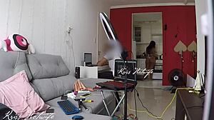 Wife Flashes in Transparent Bikini for Husband's Cuckold Technician