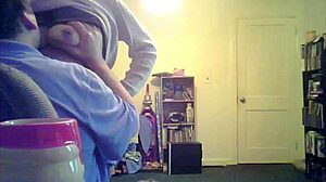 I admire Lori's big tits in the living room