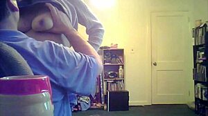 I admire Lori's big tits in the living room