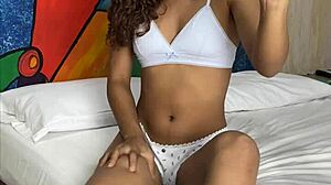 Innocent petite 18+ masturbates on camera, gets spied on