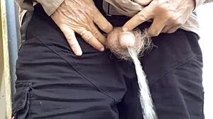 Rustyas1 takes another casual piss in his homemade mature routine