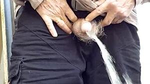 Rustyas1 takes another casual piss in his homemade mature routine