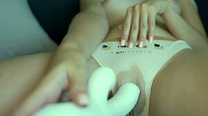 horny teen 18+ playing with her small 18+ pussy using vibrator