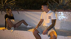 Blonde Walks Seaside Without Panties, Stranger Notices Her Big Tits